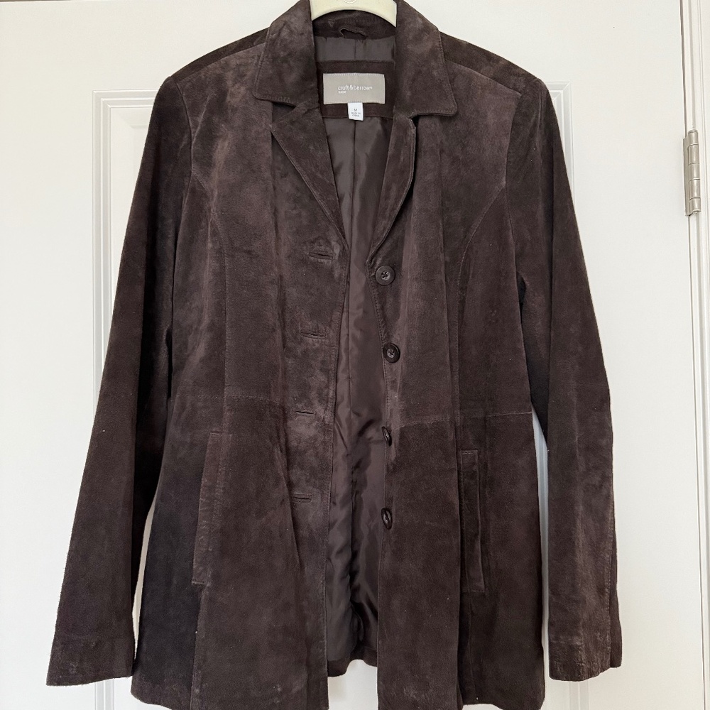 Chocolate Brown Suede Jacket – Croft & Barrow, Medium, With Replacement